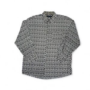 Damanti Vintage Rayon Men's Monochrome Checkered Button-Down Shirt